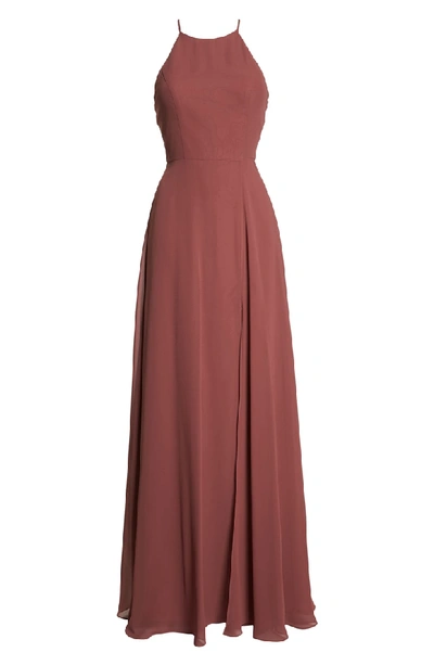 Shop Jenny Yoo Kayla A-line Halter Gown In Cinnamon Rose