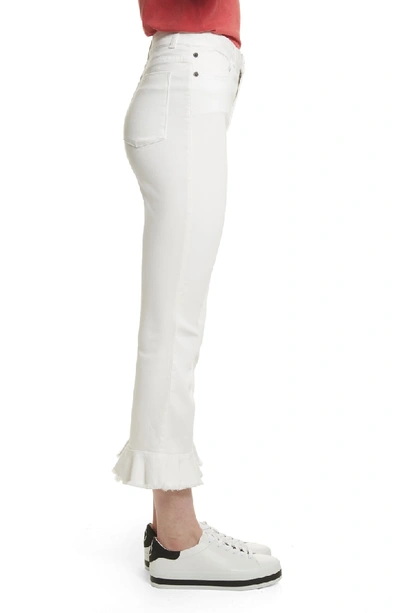 Shop Alice And Olivia Ao. La Zoe Ruffle Hem Crop Jeans In White