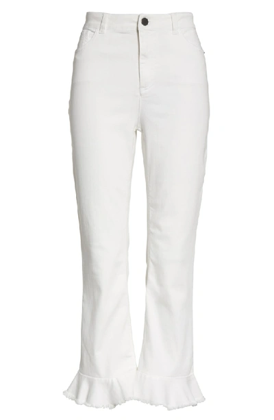 Shop Alice And Olivia Ao. La Zoe Ruffle Hem Crop Jeans In White