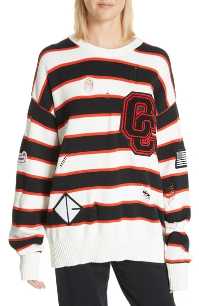 Shop Opening Ceremony Varsity Stripe Sweater In White Multi