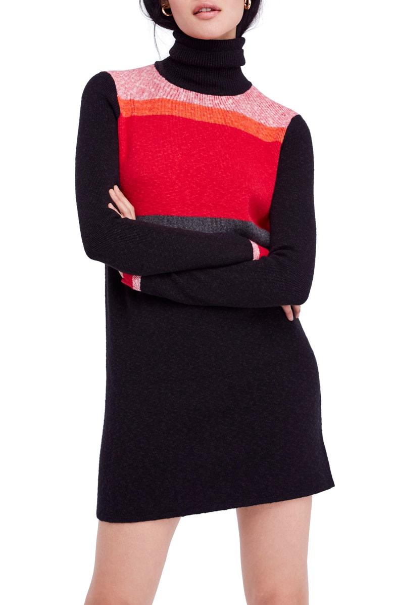 Free People Winter Break Sweater Dress In Black Modesens