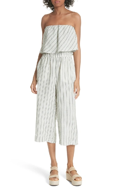 Shop Joie Brogan Stripe Linen Jumpsuit In Palm