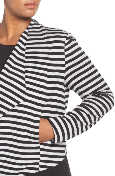 Shop Tart 'veronicka' Stripe Knit Open Front Jacket In Black/ Heather Grey Stripe