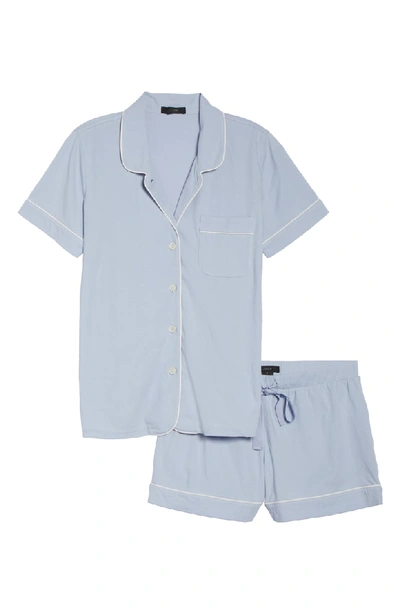 Shop Jcrew Short Sleeve Knit Pajamas In Peri Shadow