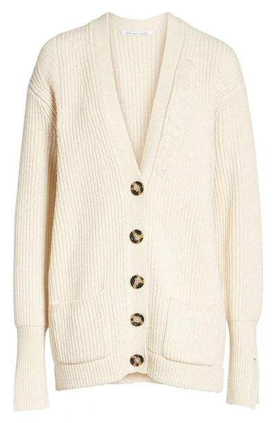 Shop Helmut Lang Distressed Wool Cardigan In Light Canvas