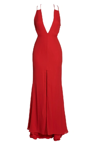 Shop Fame And Partners Fame & Partners Surreal Dreamer Cutout Gown In Red