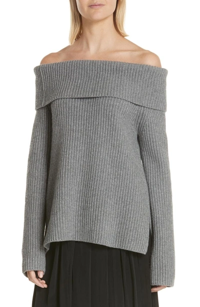 Shop Robert Rodriguez Off The Shoulder Sweater In Heather Grey