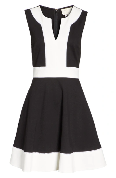 Shop Kate Spade Colorblock Ponte A-line Dress In Black