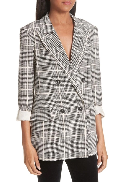 Shop L Agence Taryn Glen Plaid Silk Blazer In Black Multi