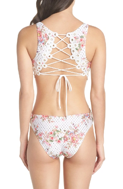 Shop Isabella Rose A Bit Of Bubbly Cutout One-piece Swimsuit In White Multi