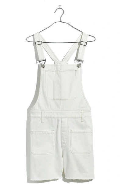 Shop Madewell Adirondack Short Overalls In Tile White
