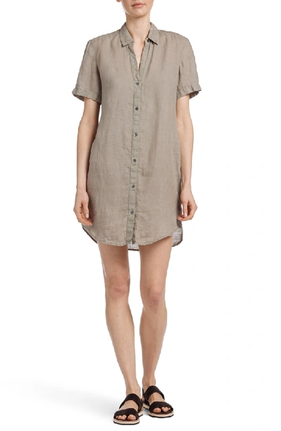 Shop James Perse Short Sleeve Shirtdress In Solitaire