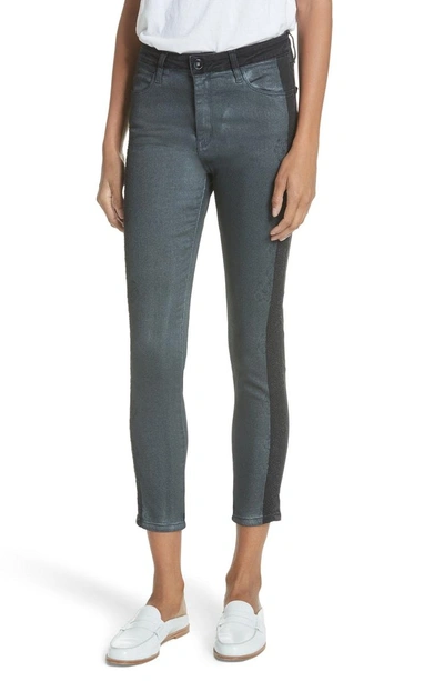 Shop Brockenbow Savana Side Stripe Coated Skinny Jeans In Black/ Black