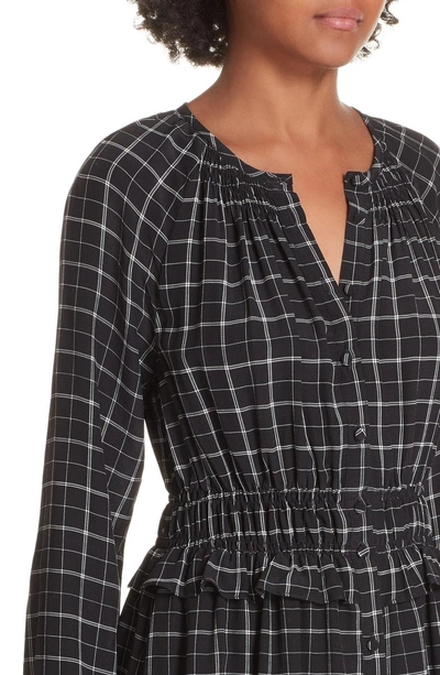 Shop Rebecca Taylor Plaid Silk A-line Dress In Black