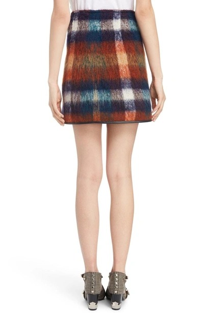Shop Toga Plaid Shaggy Wool & Mohair Blend Miniskirt In 20/ Orange