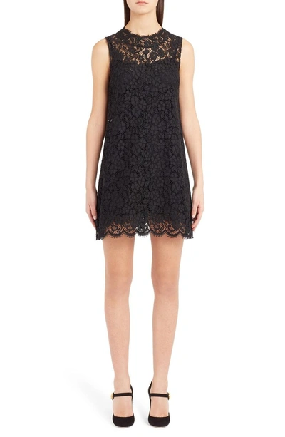 Shop Dolce & Gabbana Lace Shift Dress In Black