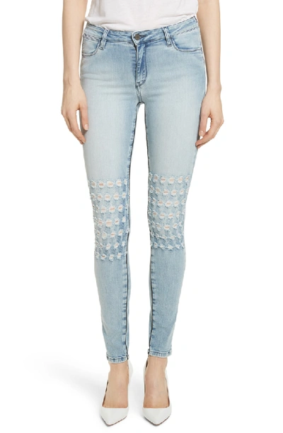 Shop Brockenbow Emma Embroidered Distressed Skinny Jeans In Running Blue