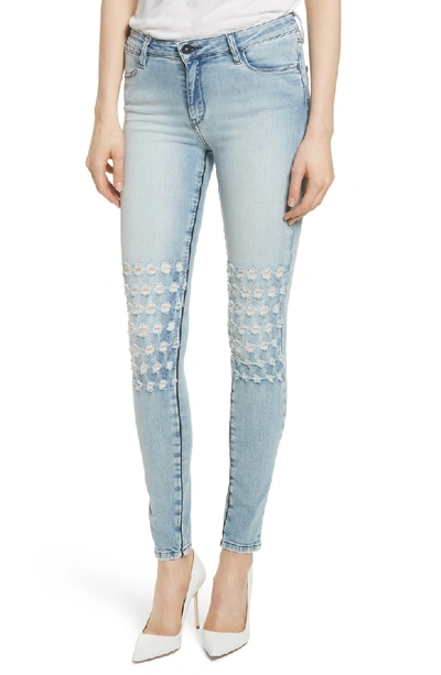 Shop Brockenbow Emma Embroidered Distressed Skinny Jeans In Running Blue