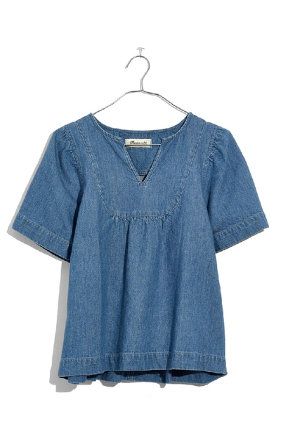 Shop Madewell Denim Popover Swing Top In Rosita Wash