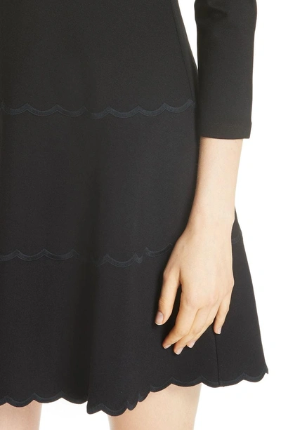Shop Kate Spade Scallop Ponte Fit & Flare Dress In Black