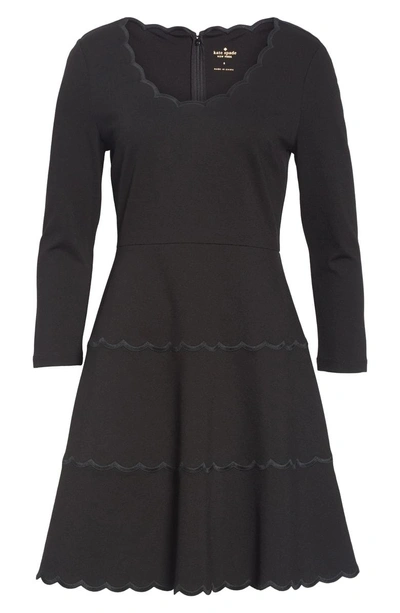 Shop Kate Spade Scallop Ponte Fit & Flare Dress In Black