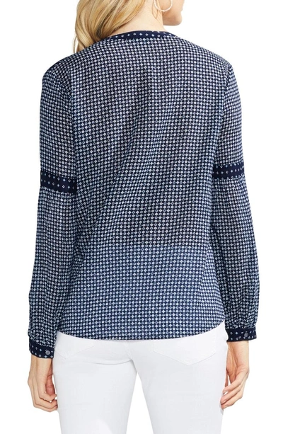 Shop Vince Camuto Mirror Foulard Peasant Blouse In Classic Navy