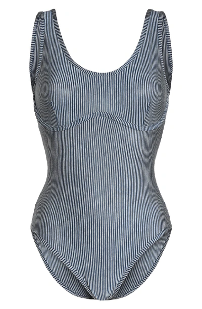 Shop Else Amalfi Underwire Bodysuit In Heather Grey/ Navy