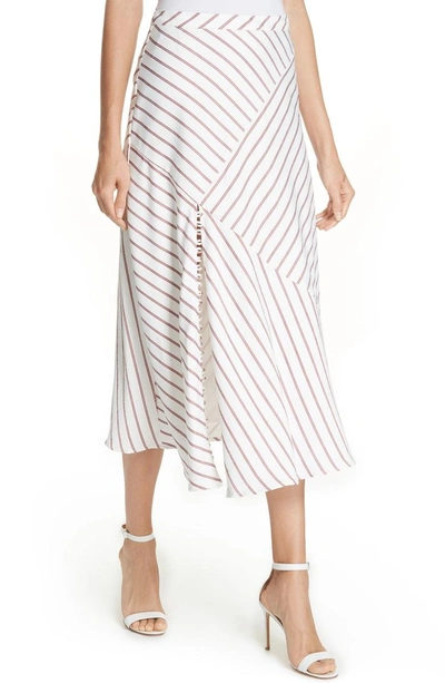 Shop Nicholas Stripe Panel Skirt In White/ Red