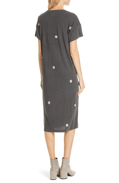 Shop The Great Boxy Embroidered T-shirt Dress In Washed Black W/ Daisy