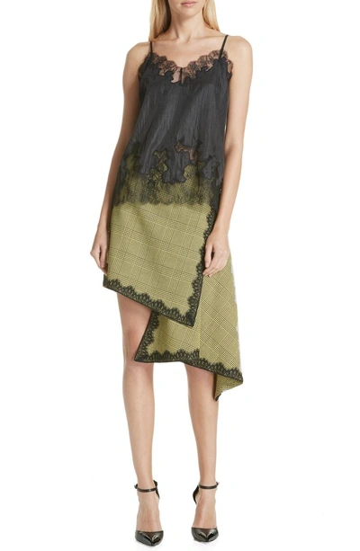 Shop Robert Rodriguez Lace Trim Plaid Skirt In Black/ Yellow