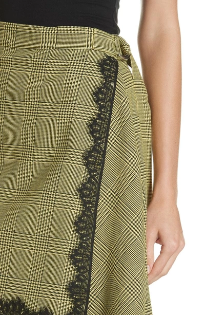 Shop Robert Rodriguez Lace Trim Plaid Skirt In Black/ Yellow