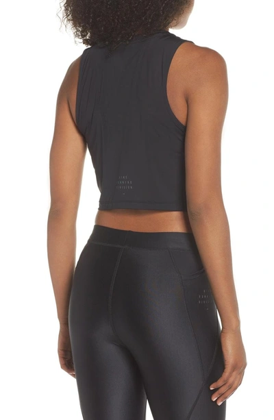 Shop Nike Cropped Running Top In Black/ Reflect Black