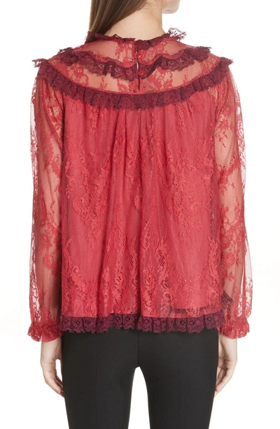 Shop Needle & Thread Scallop Frill Lace Top In Dark Cherry