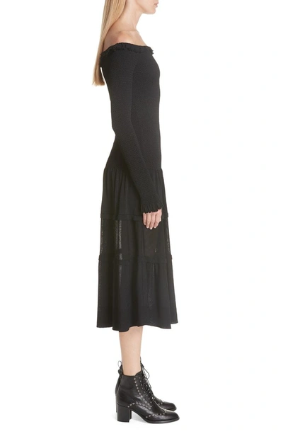 Shop Altuzarra Vendaval Knit Off The Shoulder Dress In Black