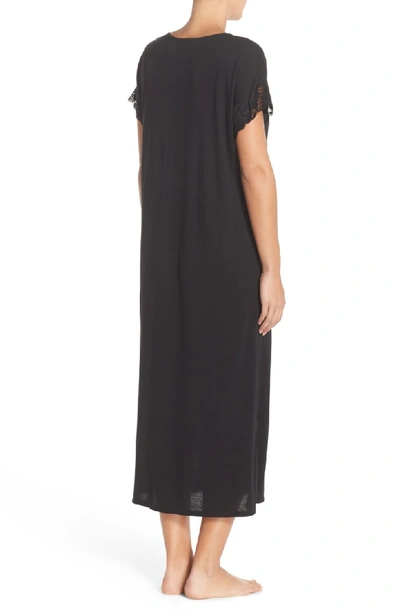 Shop Natori 'zen' Short Sleeve Nightgown In Black