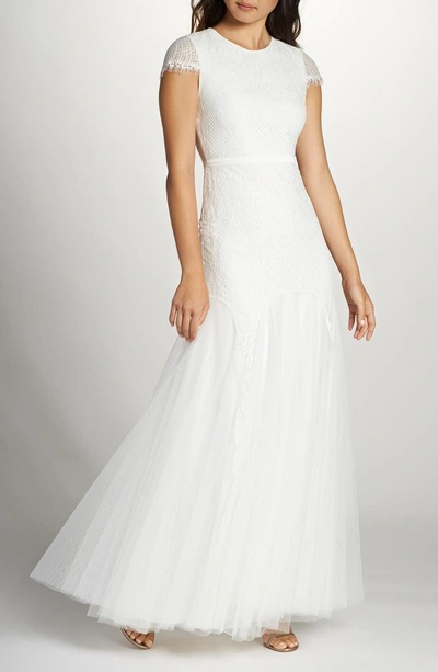 Shop Fame And Partners Denevue Lace & Tulle A-line Gown In Ivory