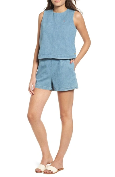 Shop Scotch & Soda Short Denim Romper In Light Wash