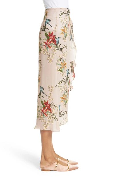 Shop Johanna Ortiz Libertad Silk Wrap Skirt In Renaissance Rose