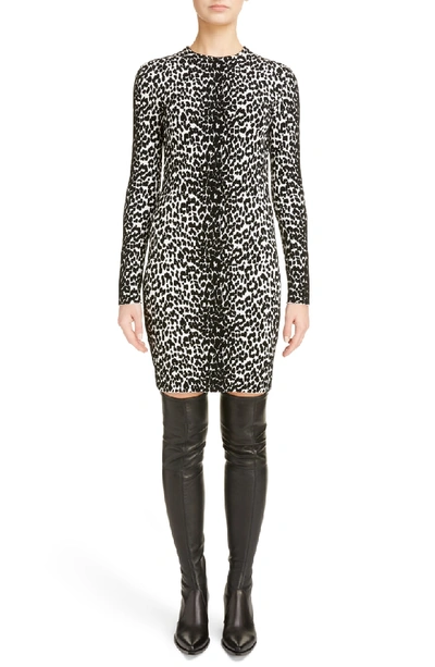 Shop Givenchy Leopard Jacquard Body-con Dress In Black/ White