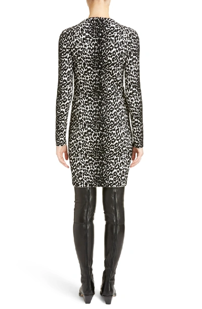 Shop Givenchy Leopard Jacquard Body-con Dress In Black/ White