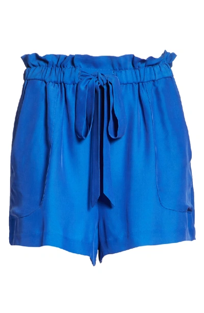 Shop Milly Kori Paperbag Drawstring Shorts In Cobalt