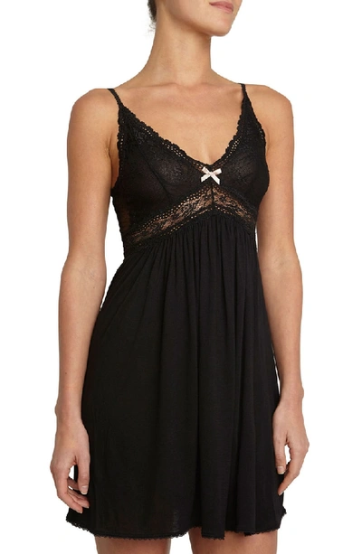 Shop Eberjey 'colette' Chemise In Black