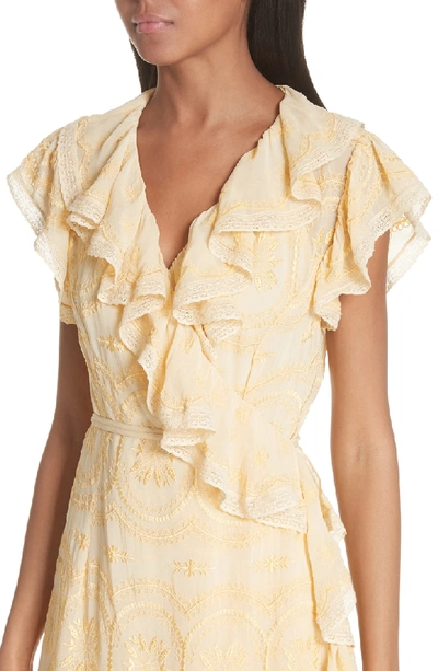 Shop Needle & Thread Anglaise Georgette Wrap Dress In Yellow