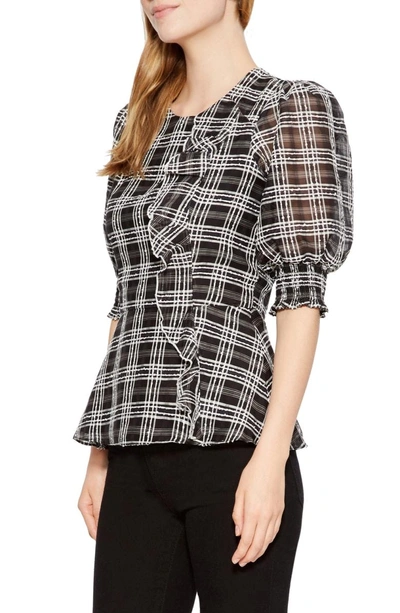 Shop Parker Calli Check Blouse In Black/ White