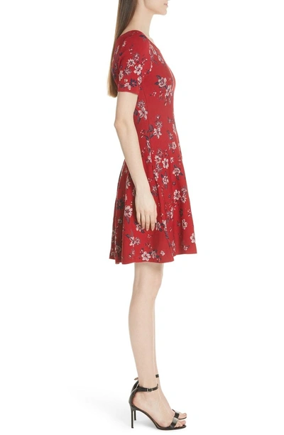 Shop Milly Twilight Floral Fit & Flare Dress In Scarlet Multi