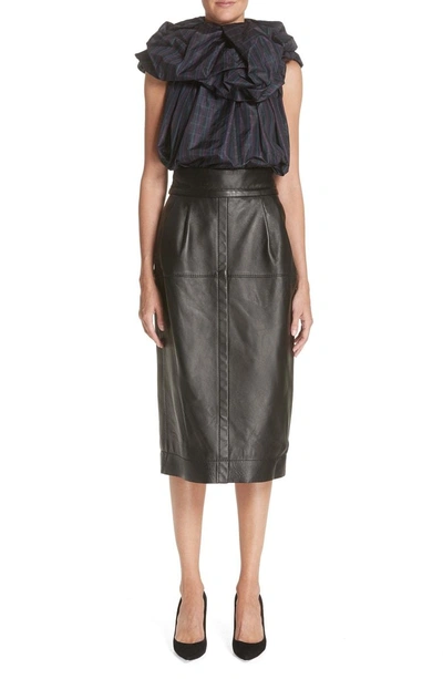 Shop Marc Jacobs Leather Midi Skirt In Black