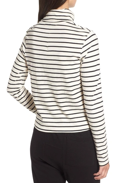 Shop Stateside Stripe Mock Neck Sweater In Black/ Cream