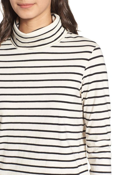 Shop Stateside Stripe Mock Neck Sweater In Black/ Cream