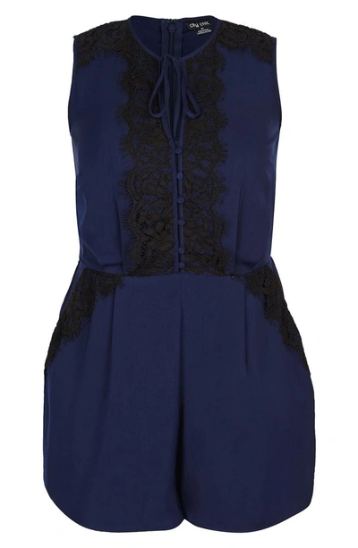 Shop City Chic Lace Dream Playsuit In Navy