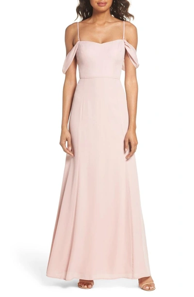 Shop Wayf Rachel Off The Shoulder Gored Maxi Dress In Rose